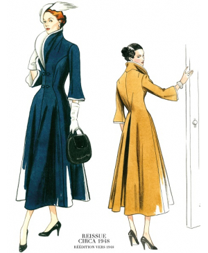 Střih Vogue 1738 Vintage kabátové šaty z roku 1948