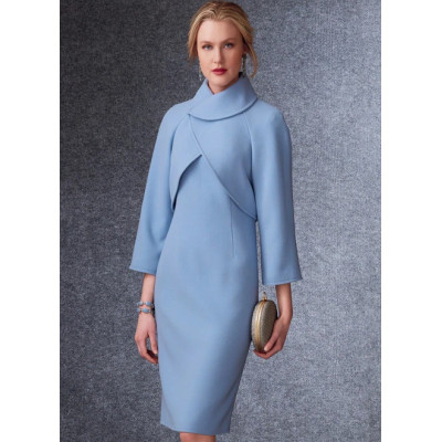 Střih Vogue 1736 úzké šaty se stojáčkem, krátké sako s raglánovým rukávem