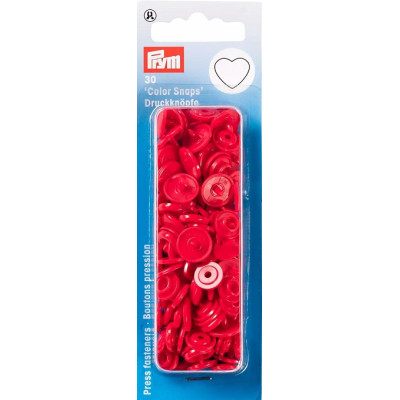 Patentky srdíčko červené "Color snaps"  (30 ks) PRYM