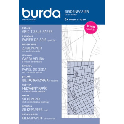 Hedvábný papír s centimetrovým rastrem Burda, střihový papír