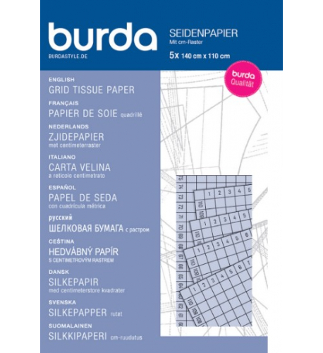 Hedvábný papír s centimetrovým rastrem Burda, střihový papír