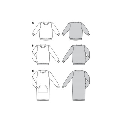 Střih Burda 6109, návod k šití: mikina, mikinové šaty