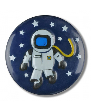 Dětský knoflík DILL, astronaut, modrý, velikost 18 mm