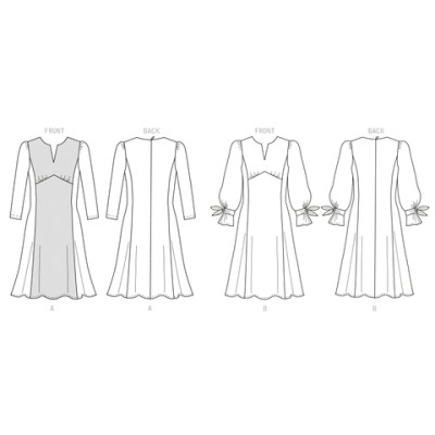 Střih Butterick 6805 šaty s dlouhým rukávem