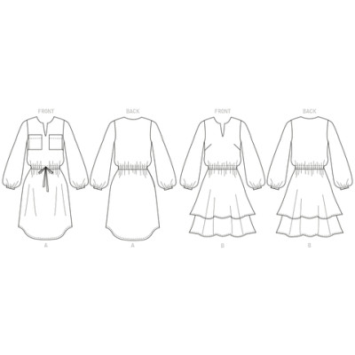 Střih Butterick 6806 halenkové šaty s gumou v pase