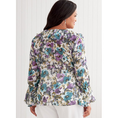Střih Butterick 6814 halenka s volány