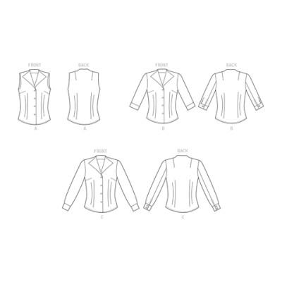 Střih Butterick 6842 košile, košile bez rukávů