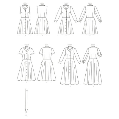 Střih Butterick 6843 košilové šaty