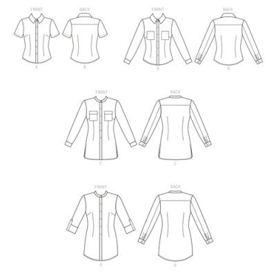 Střih Butterick 6852 košile (4 varianty)