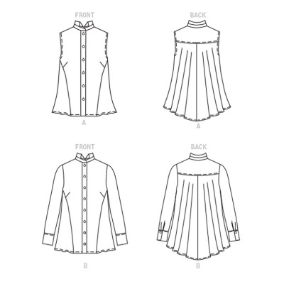 Střih Butterick 6792 košile se sklady na zádech, košile bez rukávů