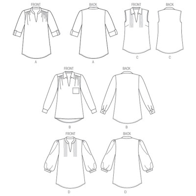 Střih Butterick 6801 halenka se stojáčkem