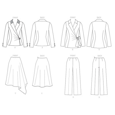 Střih Butterick 6820 zavinovací sako, sukně, kalhoty