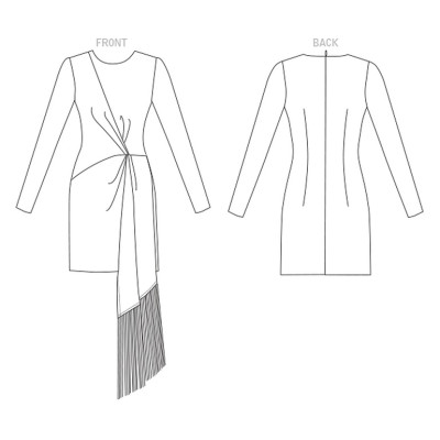 Střih Vogue 1776 šaty s drapé a třásněmi, Badgley Mischka