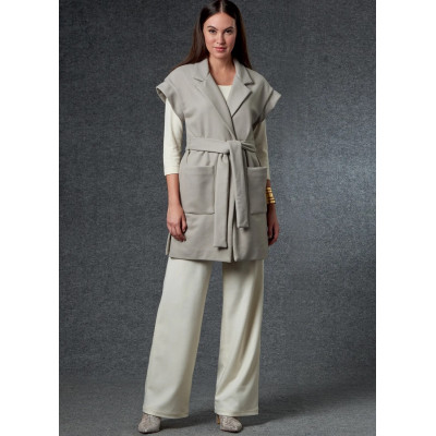 Střih Vogue 1758 rovný kabát, vesta, kalhoty s gumou v pase