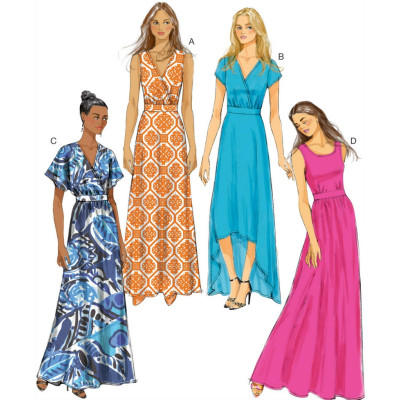 Střih Butterick 6051 tričkové šaty, dlouhé šaty