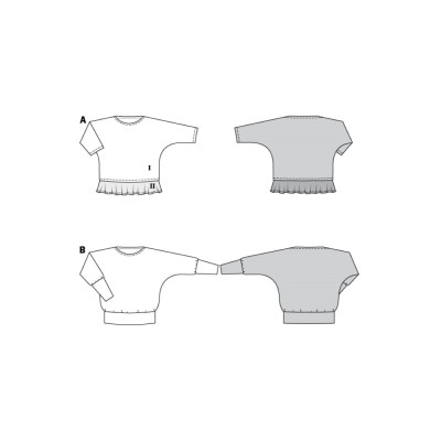 Střih Burda 6098, návod k šití: volné tričko se 3/4 rukávem pro plnoštíhlé