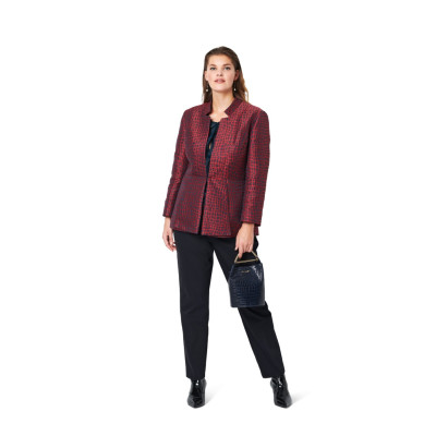 Střih Burda 6096, návod k šití: sako peplum pro plnoštíhlé dlouhé sako