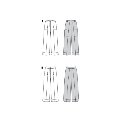 Střih Burda 6079, návod k šití: široké kalhoty s puky