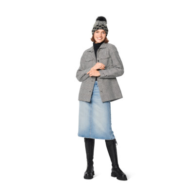 Střih Burda 6069, návod k šití: kabát bez límce s barevnými bloky, sako