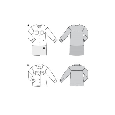 Střih Burda 6069, návod k šití: kabát bez límce s barevnými bloky, sako
