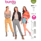 Střih Burda 6054, návod k šití: kalhoty s gumou v pase, teplákové kalhoty, šortky