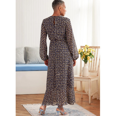 Střih Butterick 6823 halenkové šaty s volány