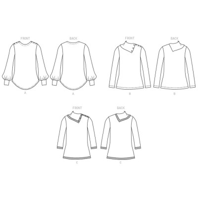 Střih Butterick 6857 mikina s rolákem, rolák, svetr