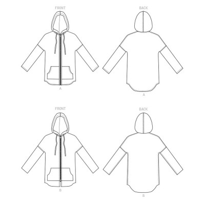 Střih Butterick 6863 volná mikina na zip s kapucí, bunda