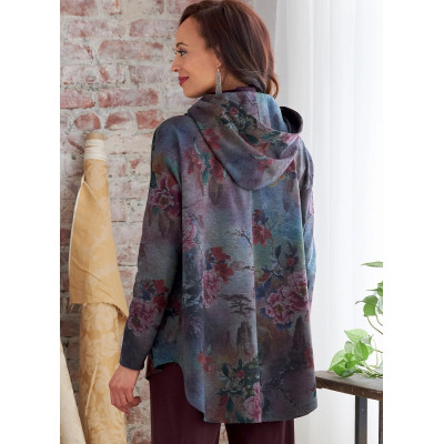 Střih Butterick 6863 volná mikina na zip s kapucí, bunda