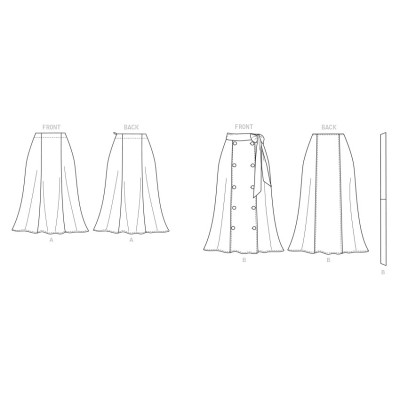 Střih Butterick 6866 široká sukně, zavinovací sukně