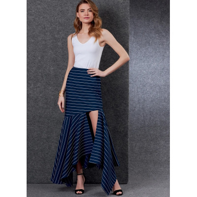 Střih Vogue 1814 dlouhá asymetrická sukně s rozparky