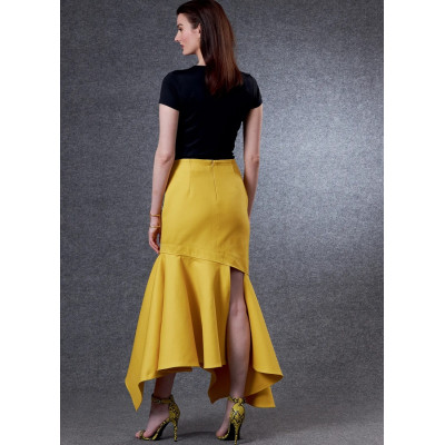 Střih Vogue 1814 dlouhá asymetrická sukně s rozparky