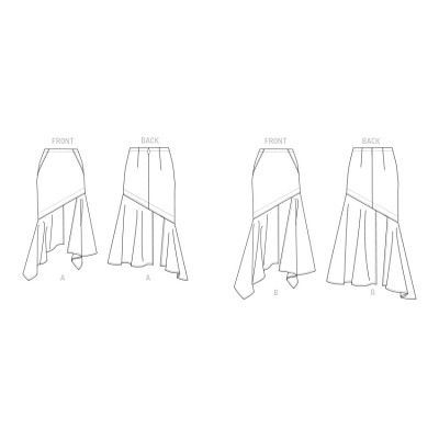 Střih Vogue 1814 dlouhá asymetrická sukně s rozparky