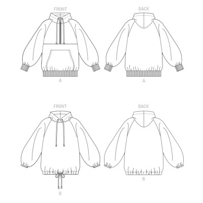 Střih Vogue 1826 oversized mikina s kapucí