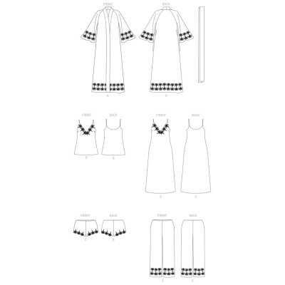 Střih Vogue 1834 dámské noční prádlo, negližé