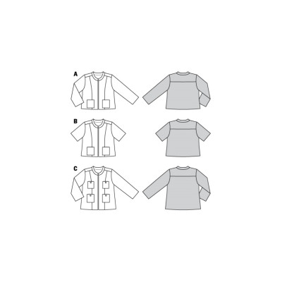 Střih Burda 6006, návod k šití: krátké otevřené sako