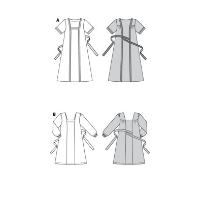 Střih Burda 6014, návod k šití: tunikové šaty s páskem, tunika, lněné šaty
