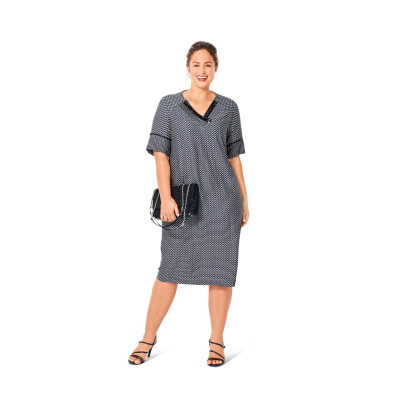 Střih Burda 6018, návod k šití: rovné šaty se zdobeným V-výstřihem, tričko