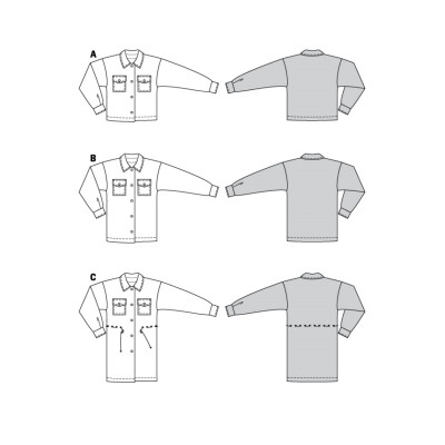 Střih Burda 6024, návod k šití: košilové sako, košilový kabát