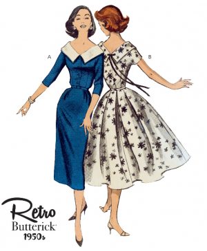 Střih Butterick 6870 Vintage šaty, 50. léta