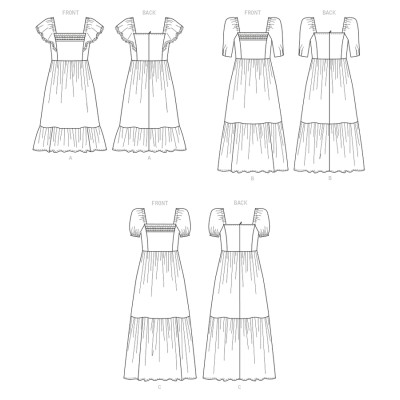 Střih Butterick 6872 halenkové šaty, maxi šaty
