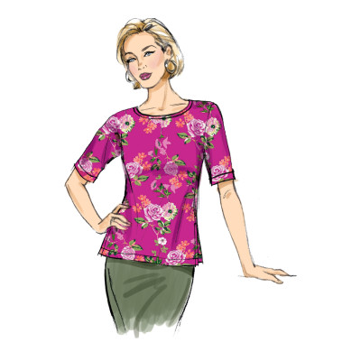 Střih Butterick 6874 tričko s kulatým výstřihem (4 varianty)