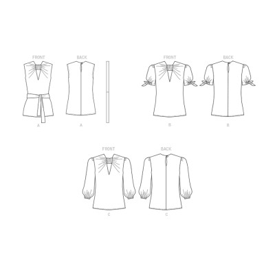 Střih Butterick 6876 halenka s V-výstřihem