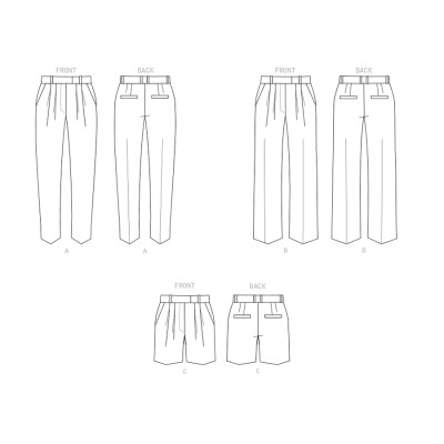 Střih Butterick 6878 kalhoty s puky, šortky, cigaretové kalhoty