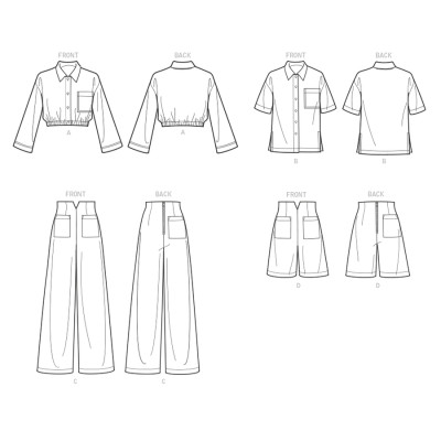 Střih Butterick 6880 košile, kalhoty se širokými nohavicemi, šortky