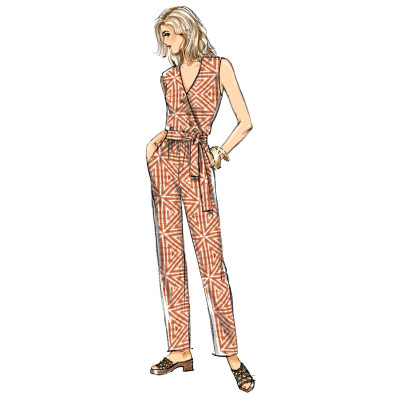 Střih Butterick 6881 zavinovací overal s ozdobnými knoflíky