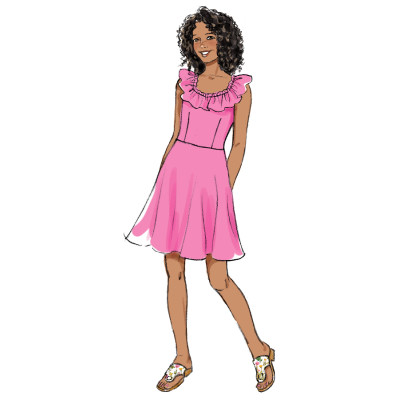 Střih Butterick 6888 dívčí šaty s kolovou sukní, overal