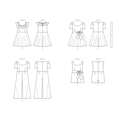 Střih Butterick 6888 dívčí šaty s kolovou sukní, overal