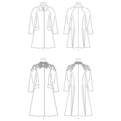 Střih Vogue 1836 áčkový kabát s raglánovými rukávy