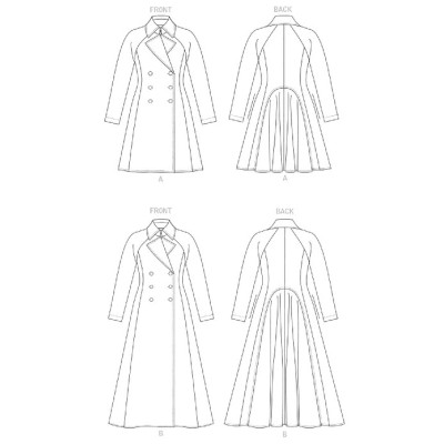 Střih Vogue 1837 dvouřadý kabát s raglánovými rukávy